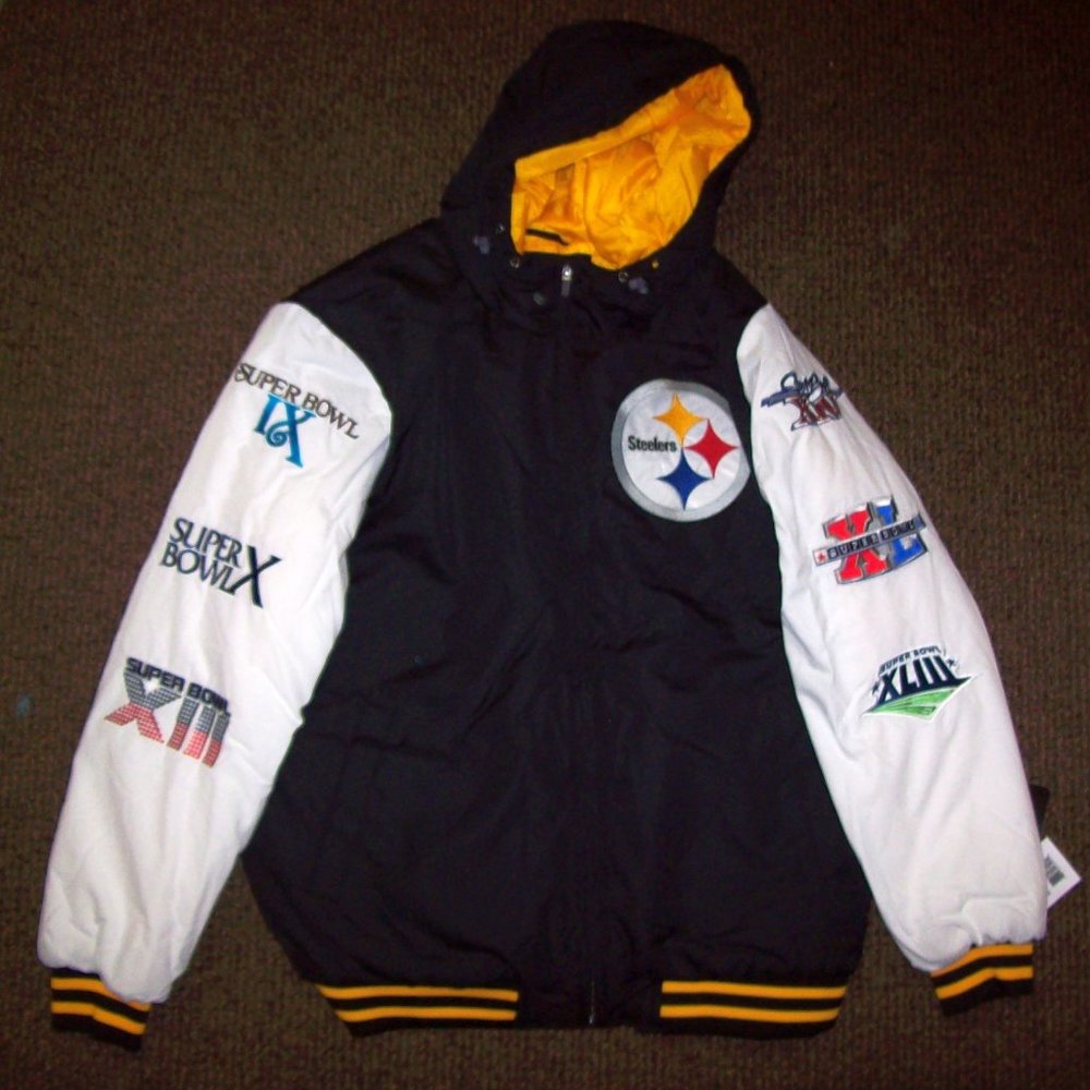 PITTSBURGH STEELERS 6 TIME SUPER BOWL Hooded Jacket S M L XL